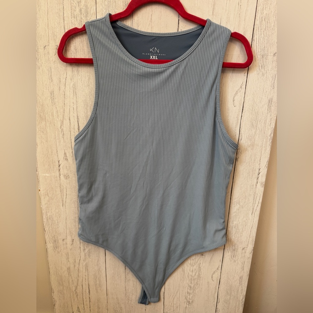 Klassy Network Women's blue Ribbed Tank Top -xxl